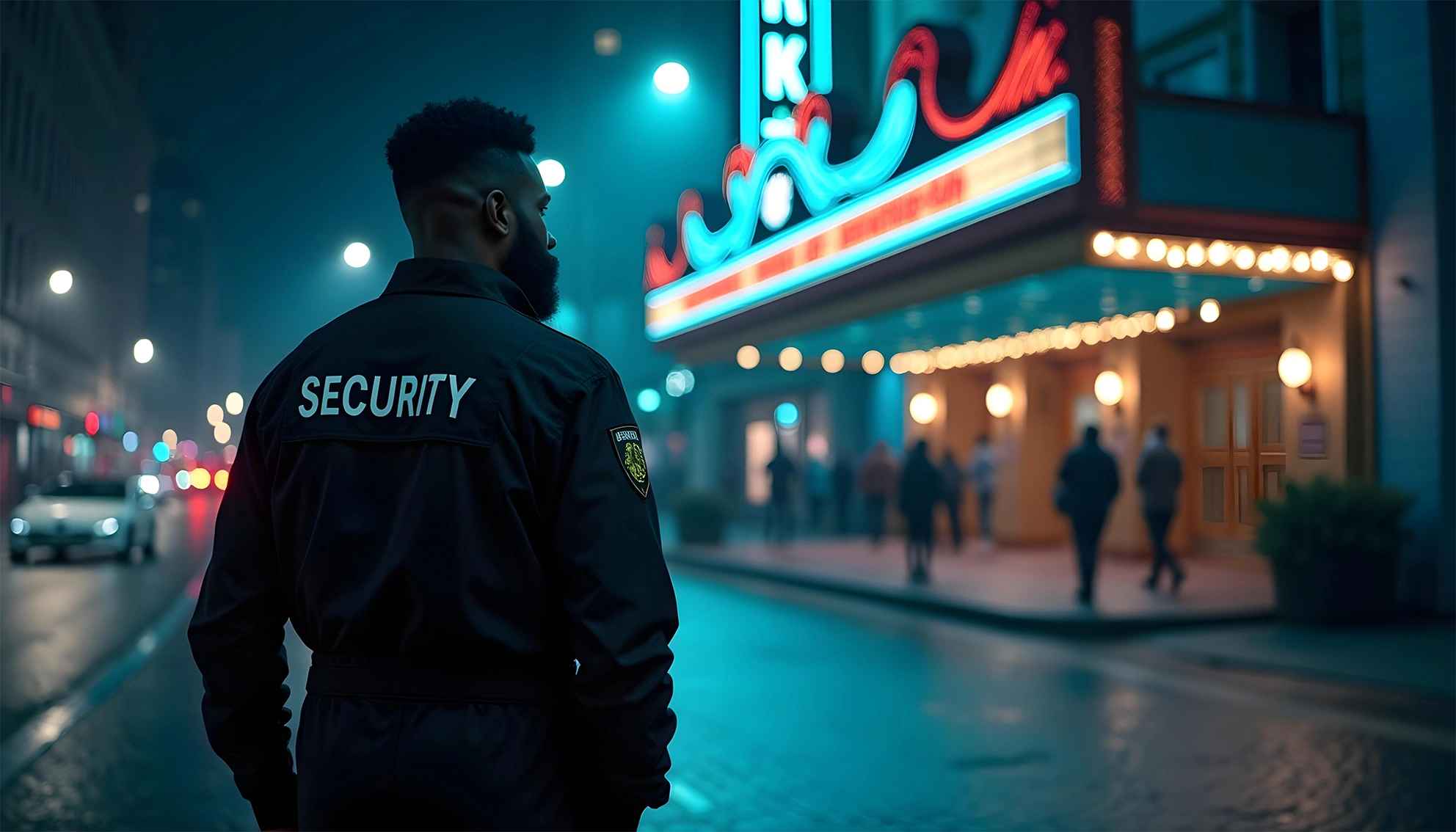 Security Mann vor Location